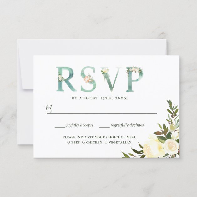 Typography Floral Greenery Watercolor RSVP