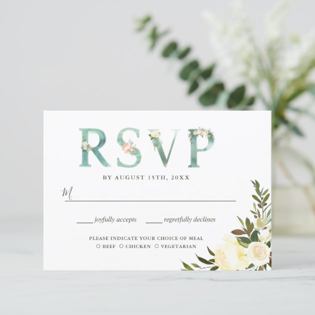 Typography Floral Greenery Watercolor RSVP