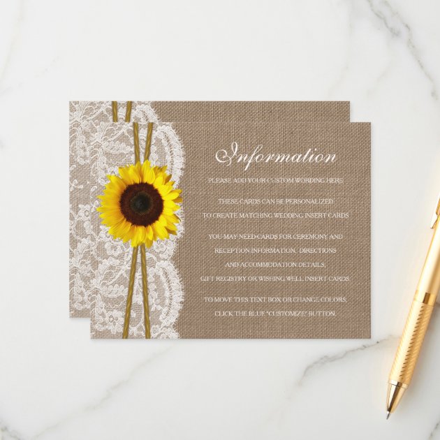 The Rustic Sunflower Wedding Collection Detail Enclosure Card