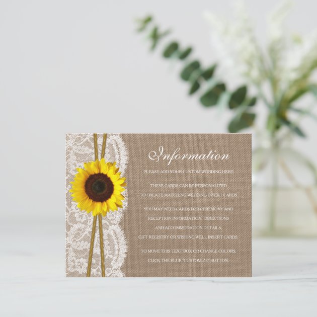The Rustic Sunflower Wedding Collection Detail Enclosure Card