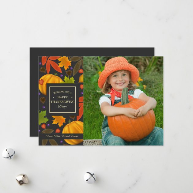 Thanksgiving Wishes Photo Card (Black)
