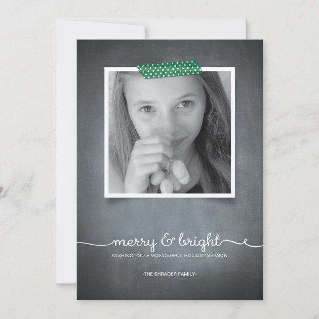 Chalkboard Green Washi Tape Holiday Photo Card
