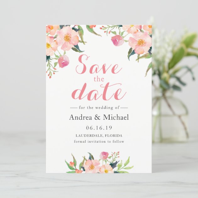 Elegant Watercolor Floral Save The Date