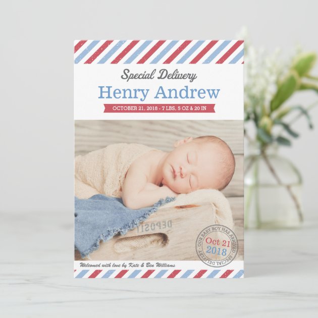 Photo Birth Announcement Card | Special Delivery