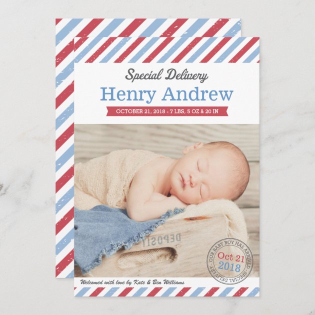 Photo Birth Announcement Card | Special Delivery