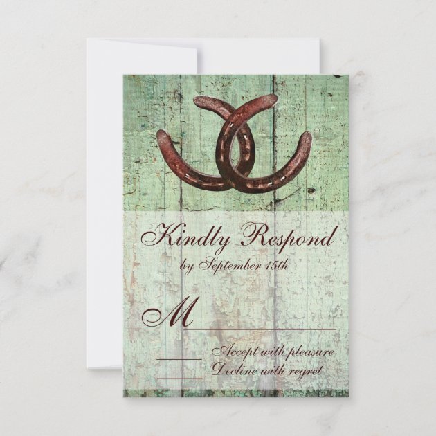 Rustic Horseshoes Country Style Wedding RSVP