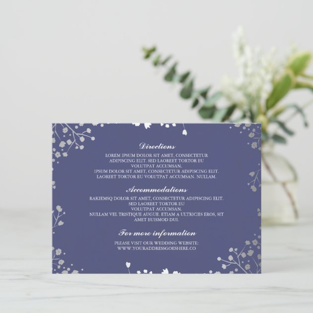 Baby's Breath Navy Silver Wedding Details Enclosure Card