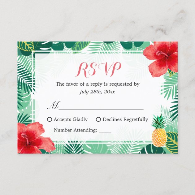 Tropical Pineapple Hibiscus Leaves RSVP Response