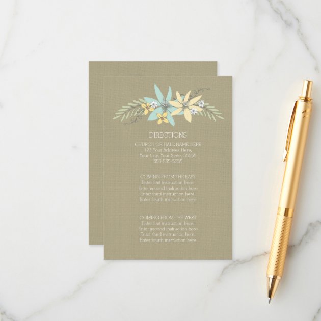 Wedding Direction Cards Burlap Spring Flowers