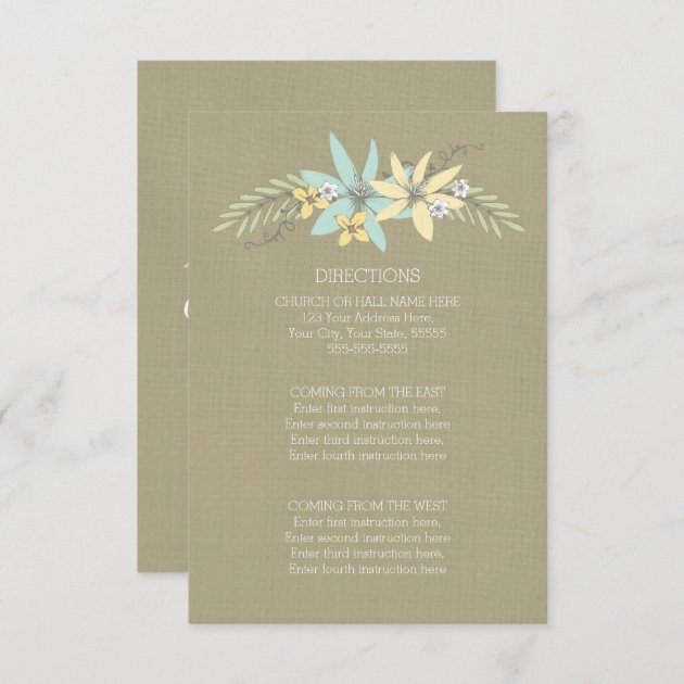Wedding Direction Cards Burlap Spring Flowers