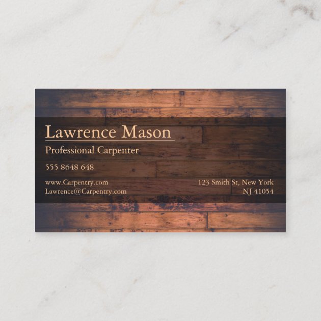 Professional Builder / Carpenter Business Card (back side)