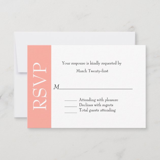 All Purpose Peach & White RSVP Card