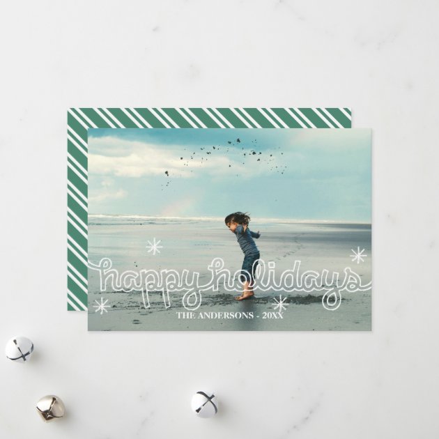 Whimsical Happy Holidays Snowflakes Photo Card