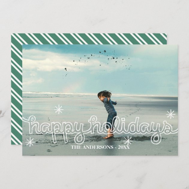 Whimsical Happy Holidays Snowflakes Photo Card