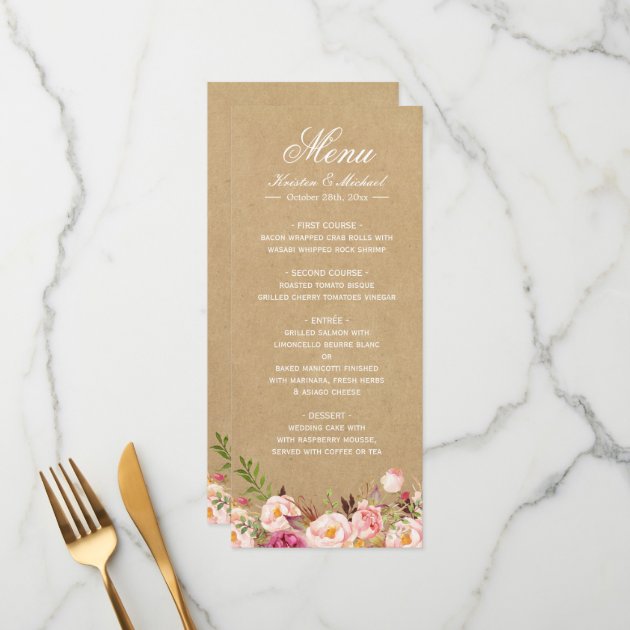 Rustic Floral Kraft | Elegant Chic Wedding Menu