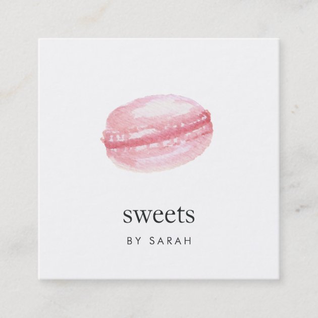 Watercolor Macaron Square Business Card (front side)