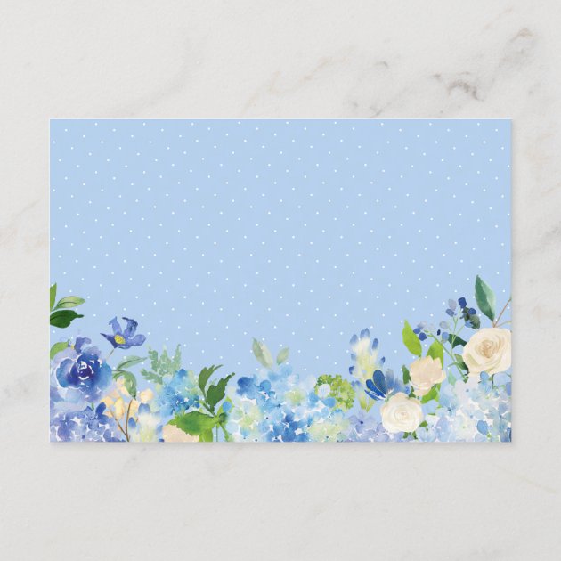 Classy Blue Hydrangeas Floral Wedding Info Details Enclosure Card