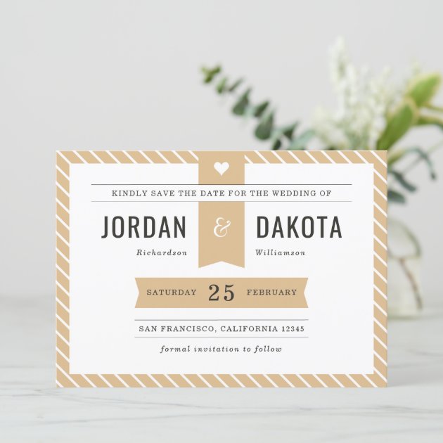Heart & Typography | Beige Save The Date Photo