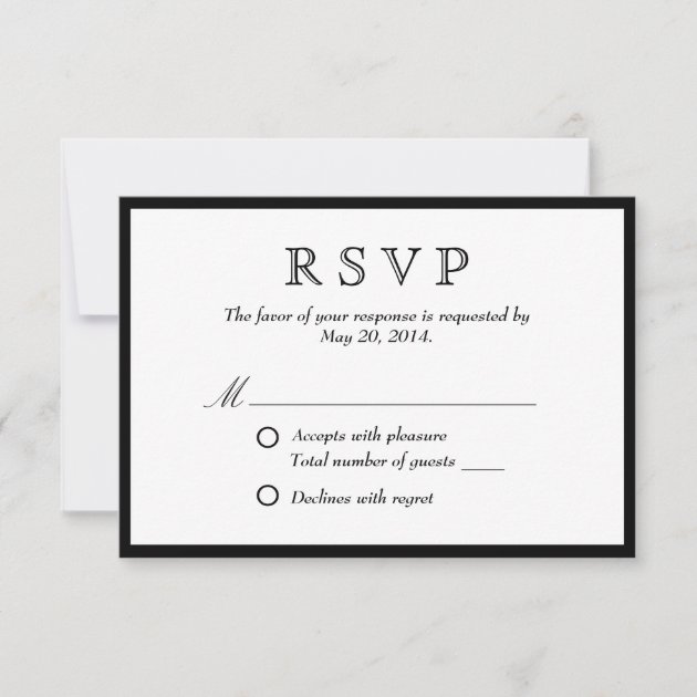 Elegant Black Border Wedding RSVP Card