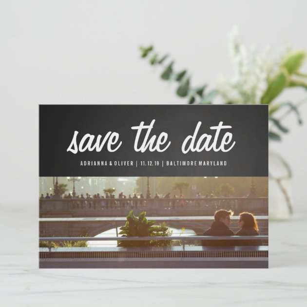 Rustic Chalkboard Save The Date | Couple Photo