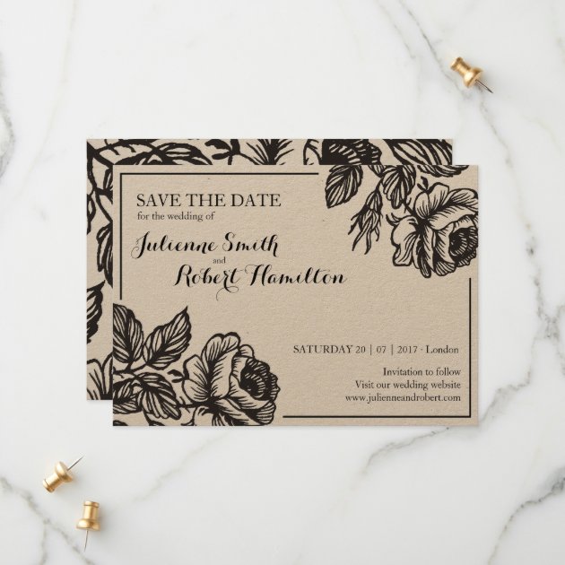 Rose Flowers Rustic Floral Wedding Save The Date