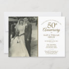 50th Anniversary Gold Heart Confetti Wedding Photo Invitation | Zazzle
