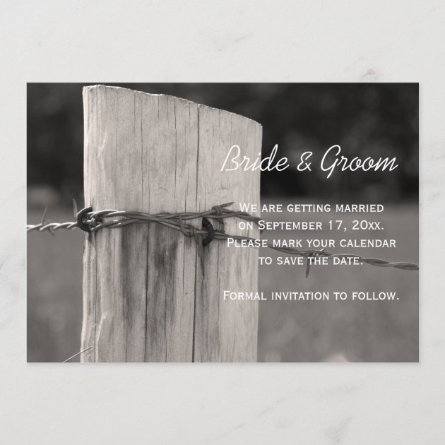 Rural Fence Post Country Wedding Save the Date