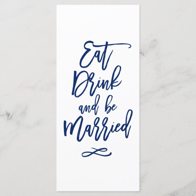 Chic Hand Lettered Wedding Menu Navy Blue