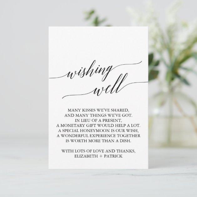 Elegant Calligraphy | Floral Wedding Wishing Well Enclosure Card