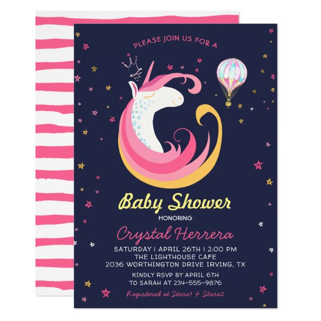 Dream Unicorn & Hot Air Balloon Baby Shower Card