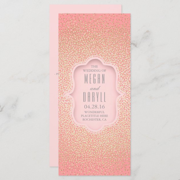 Vintage Gold Glitter Confetti Pink Wedding Program