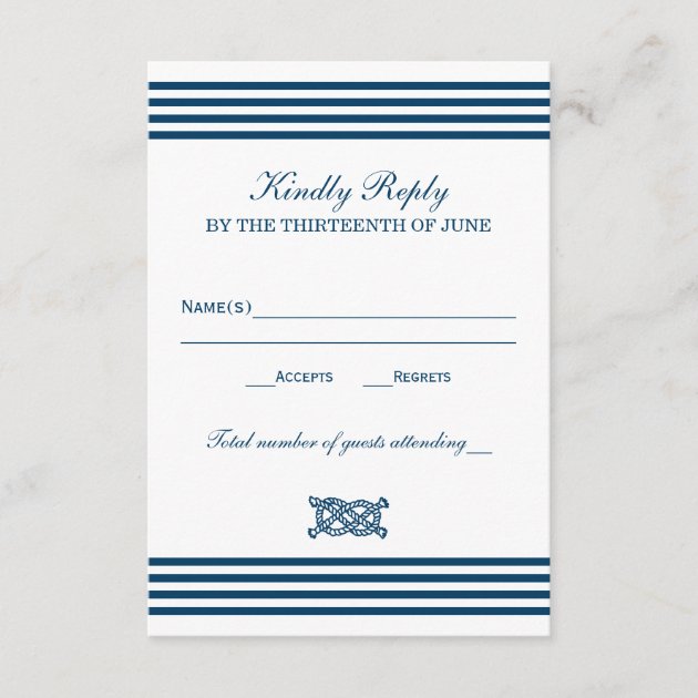 Wedding RSVP Card | Nautical Stripes Theme