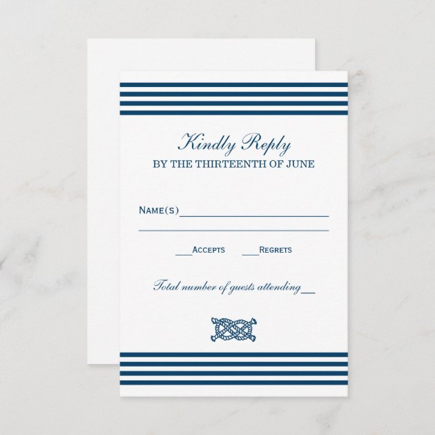 Wedding RSVP Card | Nautical Stripes Theme