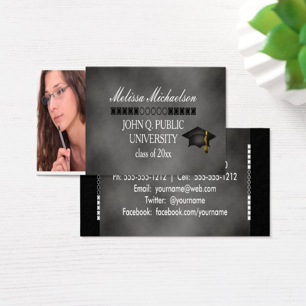 Chalkboard Graduation Class Photo Insert Name Card