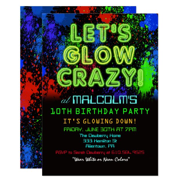 ANY AGE - Glow Party Birthday Invitation