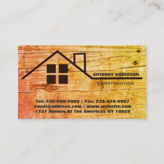 Carpentry woodworking and construction business card (front side)