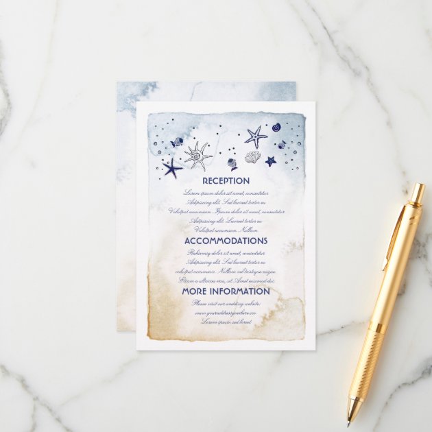Under The Sea Nautical Watercolors Wedding Details Enclosure Card