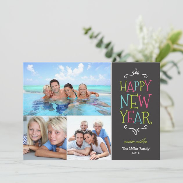 Happy New Year Whimsical Holiday Photo Card