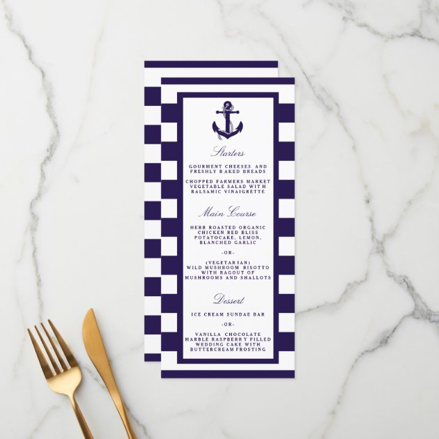 The Nautical Anchor Navy Stripe Wedding Collection Menu