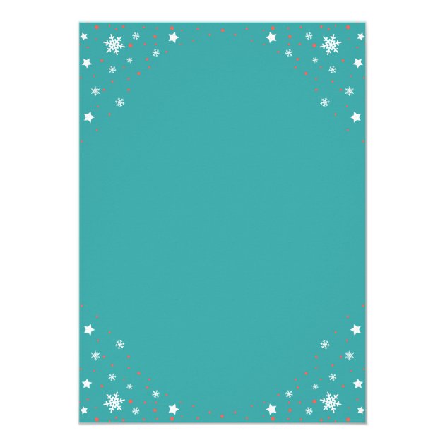 Snowflake Pine Tree Teal Blue Holiday Party Invitation