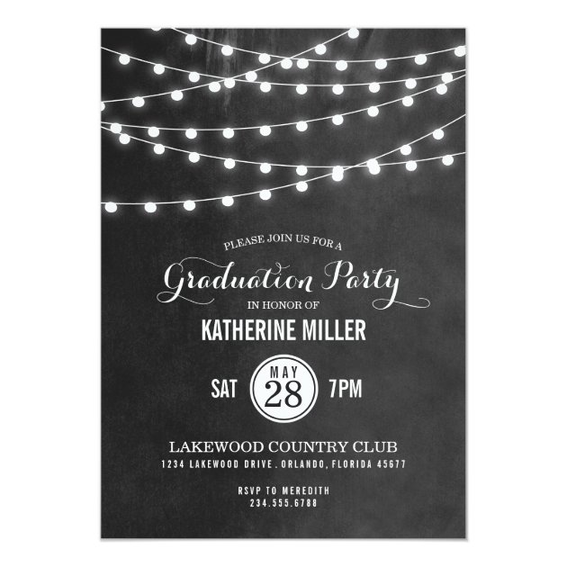 Summer String Lights Graduation Party Invitation