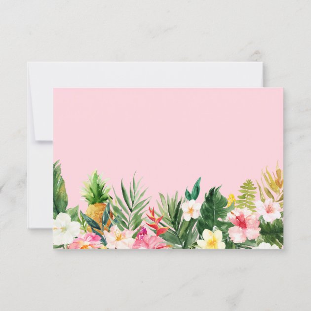 Tropical Floral Leaves Modern Wedding RSVP Reply