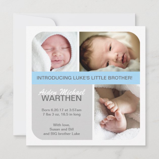 BOY Birth announcement Big & Little brothers