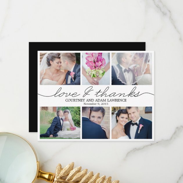 Lovely Writing Wedding Photo Thank You Card White