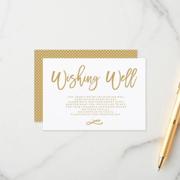 Chic Hand Lettered Gold Wedding Wishing Well Enclosure Card