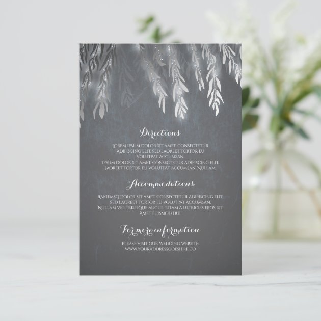 Silver Willow Tree Branches Wedding Details Insert