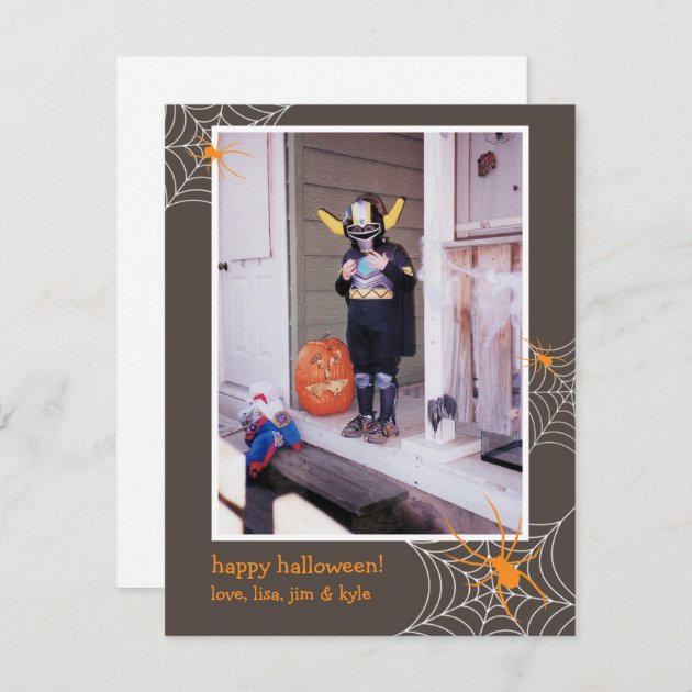 Creepy Spider Web Frame Custom Photo Halloween Card