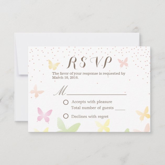 Stylish Colorful Butterflies Wedding RSVP Cards