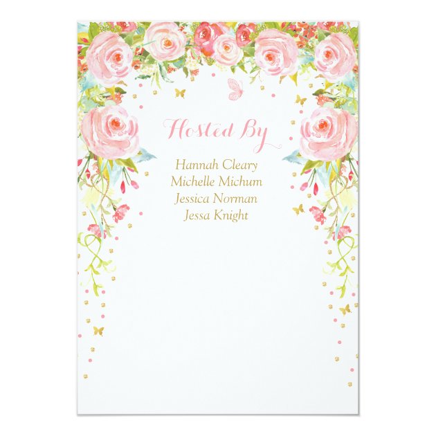 Floral Butterfly Girl Baby Shower Invitation