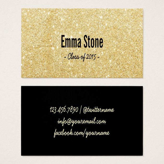 Graduation Name Card Modern Gold Glitter Insert